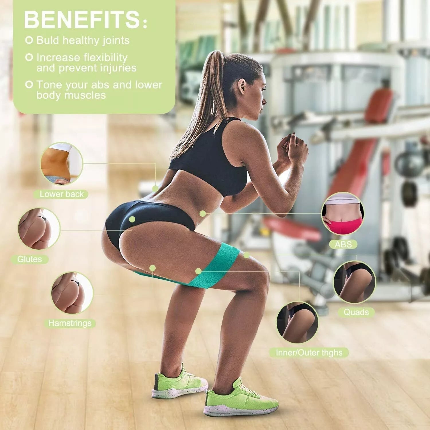 Bande Elastiche di Resistenza 3 pezzi per Gambe Glutei Bande Elastiche Pilates